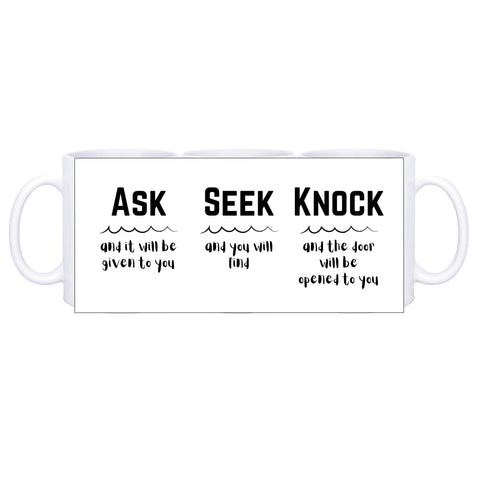 Chirstian-Ceramic Mug-Ask Seek Knock-Studio Salt & Light