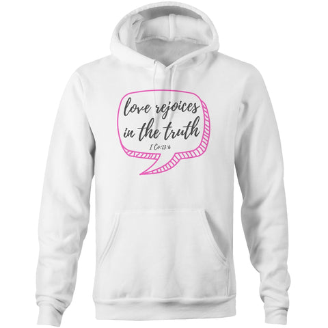 Chirstian-Unisex Hoodie-Love Rejoices in The Truth-Studio Salt & Light