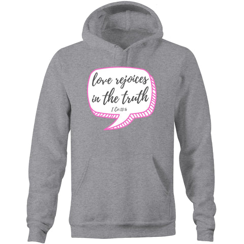 Chirstian-Unisex Hoodie-Love Rejoices in The Truth-Studio Salt & Light