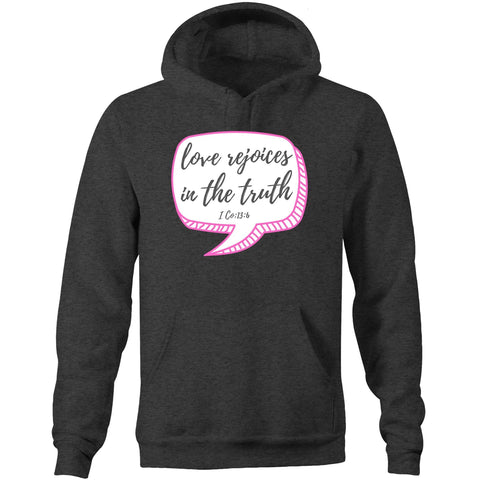 Chirstian-Unisex Hoodie-Love Rejoices in The Truth-Studio Salt & Light