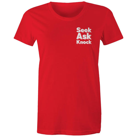 Chirstian-Women's T-Shirt-Ask Seek Knock (V2)-Studio Salt & Light