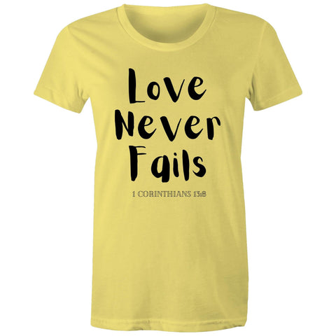 Chirstian-Women's T-Shirt-Love Never Fails-Studio Salt & Light